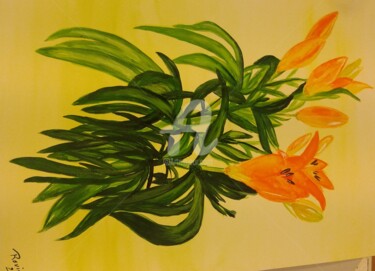 Картина под названием "Power to the flower" - Rovinci, Подлинное произведение искусства, Акварель