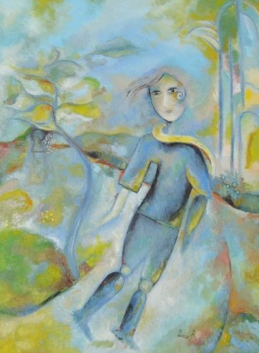 Painting titled "The Traveller" by Roxana Donisanu, Original Artwork, Oil