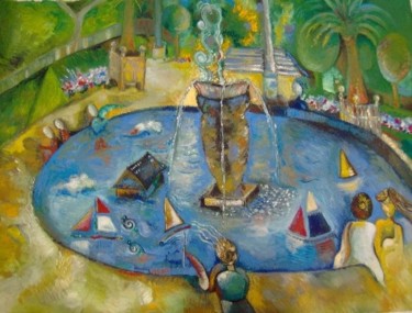 Painting titled "Jardin de Luxembourg" by Roxana Donisanu, Original Artwork, Oil