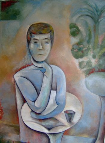 Painting titled "Jan Paul a Pompidou" by Roxana Donisanu, Original Artwork, Oil