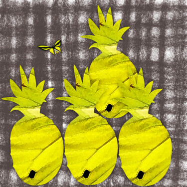 Digital Arts titled "Pineapples" by Roxana Ferllini, Original Artwork, Stencil