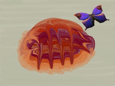 数字艺术 标题为“Butterfly And Clam” 由Roxana Ferllini, 原创艺术品, 油