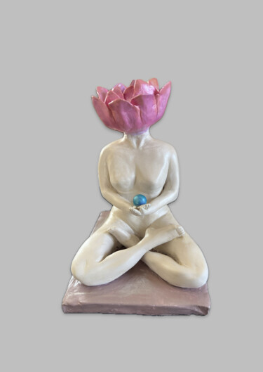 Sculptuur getiteld "Pleine conscience" door Roxane Chaplet, Origineel Kunstwerk, Klei