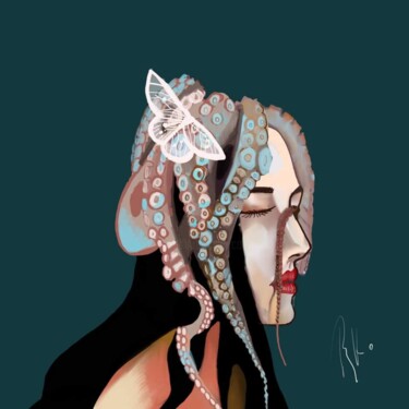 Digital Arts titled "Medusa" by Roxane Kurita, Original Artwork, Digital Painting