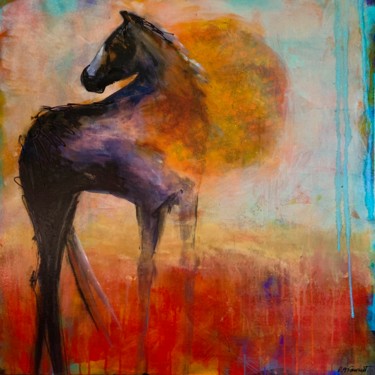 Peinture intitulée "Midnight Sun" par Roxanne Fawcett, Œuvre d'art originale, Acrylique
