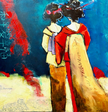 Painting titled "Sisters" by Roxanne Fawcett, Original Artwork, Acrylic