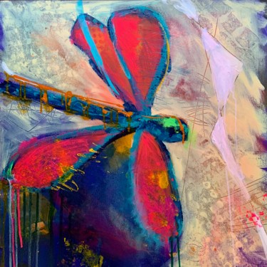Painting titled "Dragonfly Energy" by Roxanne Fawcett, Original Artwork, Acrylic
