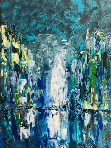 Painting titled "Waterfall" by Roxani Rohner, Original Artwork, Acrylic