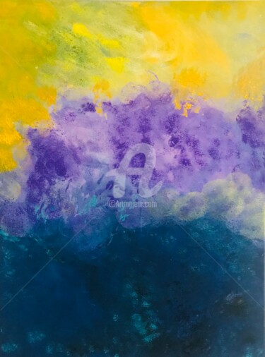 Schilderij getiteld "Purple cloud" door Roxani Rohner, Origineel Kunstwerk, Acryl