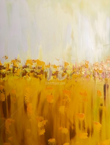 Ζωγραφική με τίτλο "Yellow Lagoon" από Roxani Rohner, Αυθεντικά έργα τέχνης, Ακρυλικό