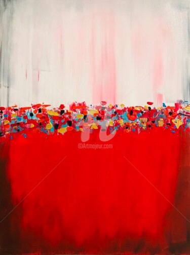 Ζωγραφική με τίτλο "Poppy Lagoon" από Roxani Rohner, Αυθεντικά έργα τέχνης, Ακρυλικό