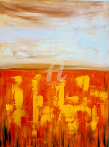 Ζωγραφική με τίτλο "Post Orange *SALE*…" από Roxani Rohner, Αυθεντικά έργα τέχνης, Ακρυλικό