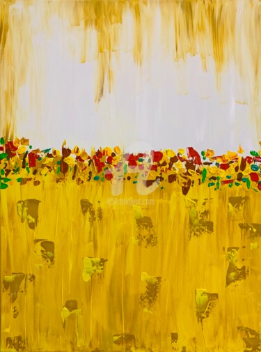 Ζωγραφική με τίτλο "Sunflower Lagoon SA…" από Roxani Rohner, Αυθεντικά έργα τέχνης, Ακρυλικό