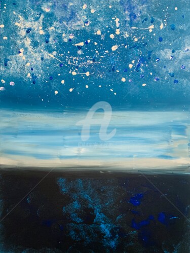 Ζωγραφική με τίτλο "Night Drops Cloud" από Roxani Rohner, Αυθεντικά έργα τέχνης, Ακρυλικό