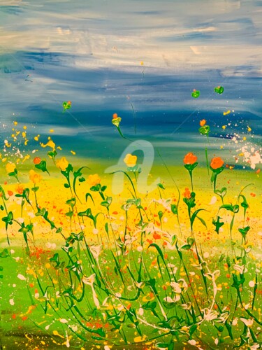 Ζωγραφική με τίτλο "Spring Flowers" από Roxani Rohner, Αυθεντικά έργα τέχνης, Ακρυλικό