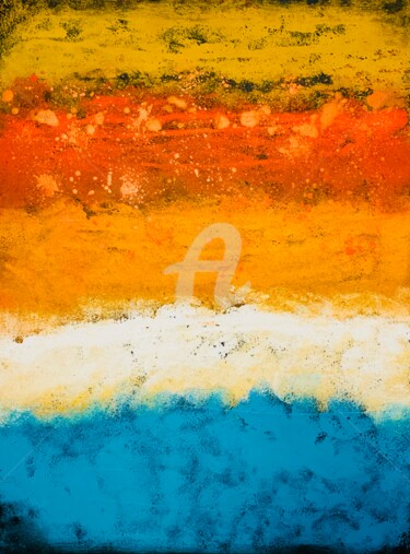 Malerei mit dem Titel "Orange Victory Drop…" von Roxani Rohner, Original-Kunstwerk, Acryl