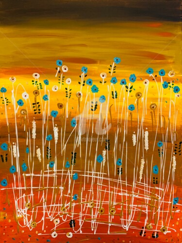 Pintura intitulada "Tropical Flowers fl…" por Roxani Rohner, Obras de arte originais, Acrílico