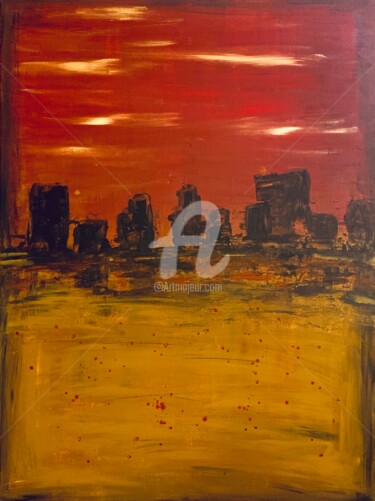 Painting titled "Warm Sunset" by Roxani Rohner, Original Artwork, Acrylic