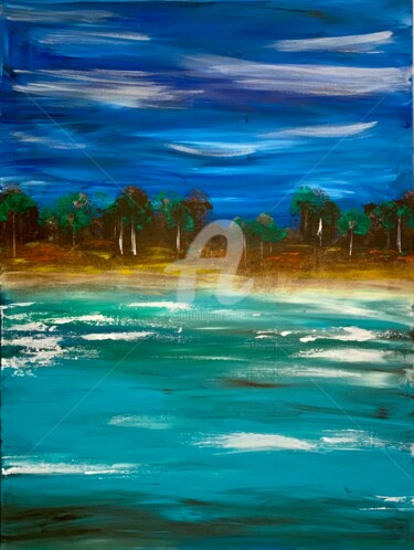 Peinture intitulée "Palm beach" par Roxani Rohner, Œuvre d'art originale, Acrylique