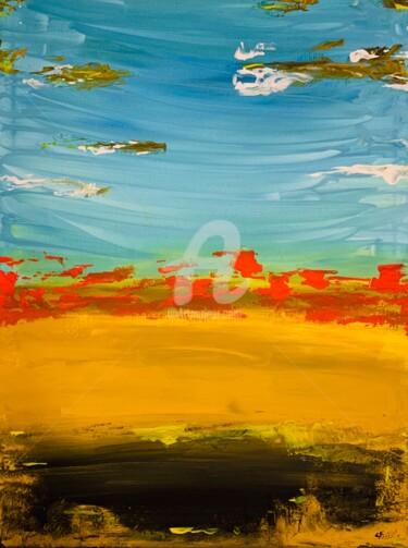 Painting titled "Summer Scene" by Roxani Rohner, Original Artwork, Acrylic