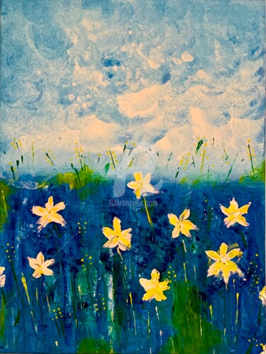 Painting titled "Star Fleurs" by Roxani Rohner, Original Artwork, Acrylic