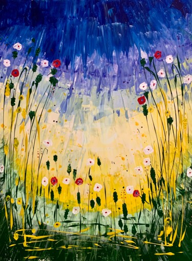 Painting titled "Artistic Flowers fl…" by Roxani Rohner, Original Artwork, Acrylic