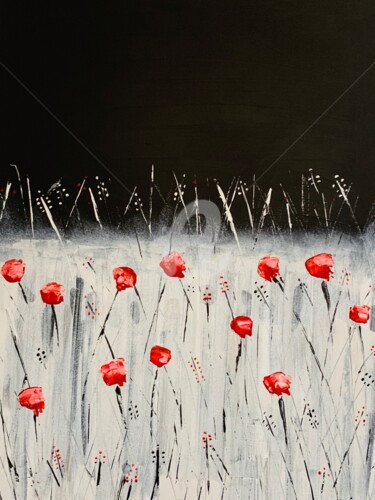 Painting titled "Les coquelicots" by Roxani Rohner, Original Artwork, Acrylic