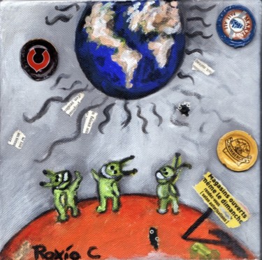 Collages intitulée "planète en danger!" par Roxio, Œuvre d'art originale