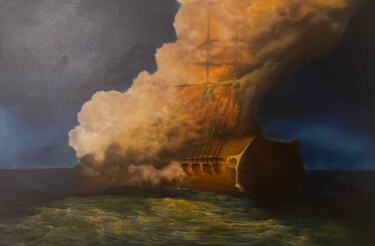 Pittura intitolato "Ablaze" da Roy Stomer, Opera d'arte originale, Olio Montato su Telaio per barella in legno