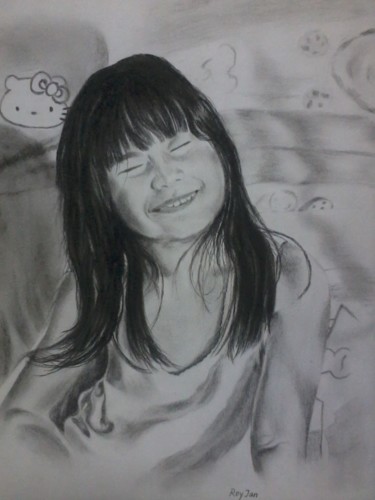 Drawing titled "My God daughter" by Roy Tan, Original Artwork, Charcoal