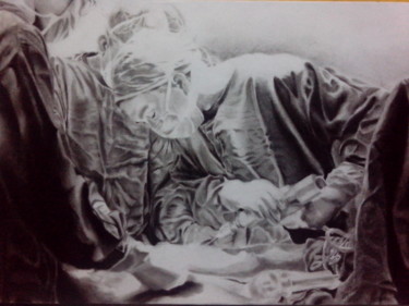 Drawing titled "Beauty and Power" by Roy Tan, Original Artwork, Charcoal Mounted on Cardboard