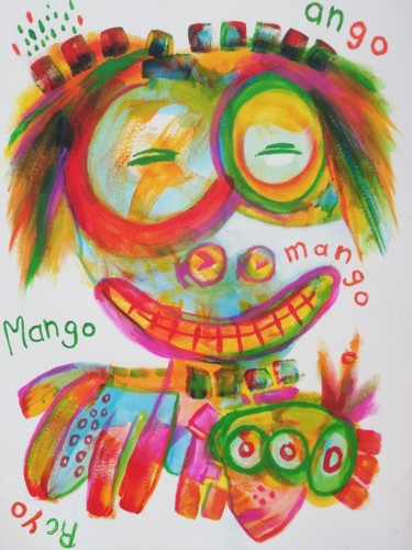 Painting titled "Mango Man" by Jean Jacques Royo, Original Artwork, Acrylic