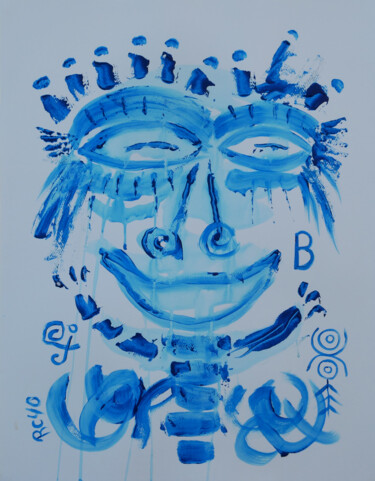 Schilderij getiteld "BE FREE BLEU" door Jean Jacques Royo, Origineel Kunstwerk, Acryl