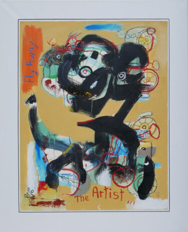 Schilderij getiteld "The Artist" door Jean Jacques Royo, Origineel Kunstwerk, Acryl Gemonteerd op Frame voor houten brancard
