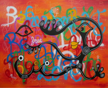 Pintura titulada "BE FREE 051223" por Jean Jacques Royo, Obra de arte original, Acrílico Montado en Bastidor de camilla de m…