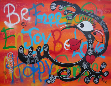 Картина под названием "ENJOY and BE FREE" - Jean Jacques Royo, Подлинное произведение искусства, Акрил