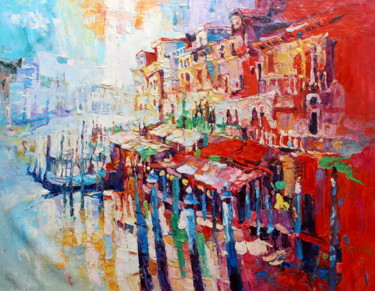 Painting titled "90x120cm Venice Gon…" by Royo Liu, Original Artwork, Oil