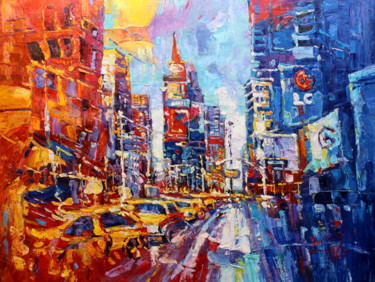 Painting titled "90x120cTimes Square…" by Royo Liu, Original Artwork, Oil