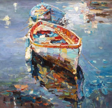 Painting titled "Boat 035" by Royo Liu, Original Artwork, Oil