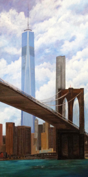 Painting titled "Freedom Tower" by Roy Wrenn, Original Artwork, Acrylic