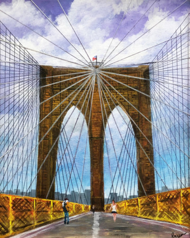 Pittura intitolato "Brooklyn Bridge 3" da Roy Wrenn, Opera d'arte originale, Acrilico