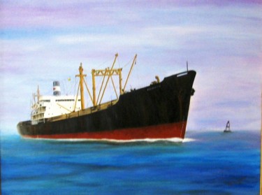 Painting titled "Merchant Ship" by Roy Wrenn, Original Artwork, Acrylic