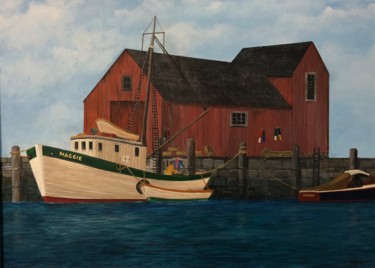 Картина под названием "Fishing Shack" - Roy Wrenn, Подлинное произведение искусства, Акрил