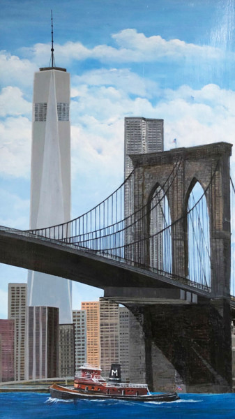 Peinture intitulée "The Freedom Tower a…" par Roy Wrenn, Œuvre d'art originale, Acrylique