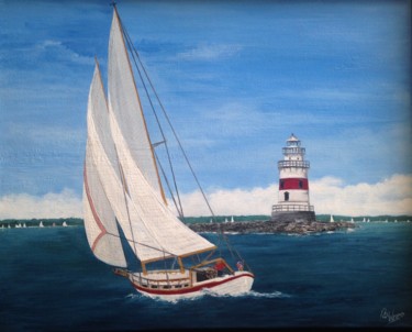 Painting titled "Sailing off Stoning…" by Roy Wrenn, Original Artwork, Acrylic