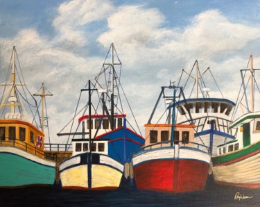 Painting titled "Fishing Fleet" by Roy Wrenn, Original Artwork, Acrylic