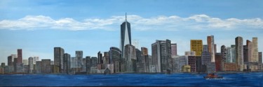 Painting titled "New York skyline" by Roy Wrenn, Original Artwork, Acrylic