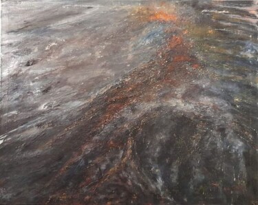 Peinture intitulée "Lave et cendres" par Roz Tynevez, Œuvre d'art originale, Huile