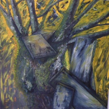Peinture intitulée "Le vieux cerisier" par Roz Tynevez, Œuvre d'art originale, Huile