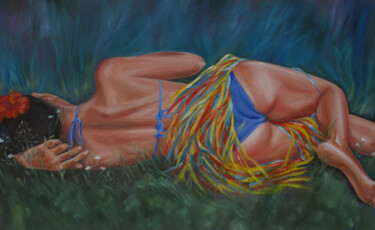 Painting titled "After dance" by Roza Bronnikova, Original Artwork, Oil Mounted on Wood Stretcher frame